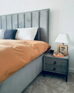Discount SEZANNE Welur Jasnoszary 180 x 200 cm Łóżka Tapicerowane|Łóżka Podwójne