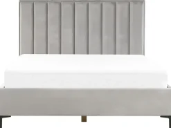 Discount SEZANNE Welur Jasnoszary 180 x 200 cm Łóżka Tapicerowane|Łóżka Podwójne