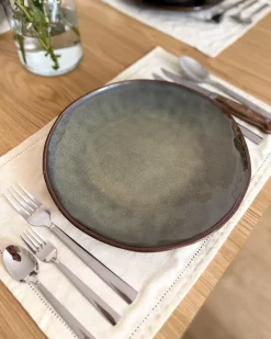 Zestaw 8 dużych talerzy THYME Kamionka Ciemnozielony