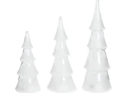 Zestaw 3 figurek dekoracyjnych LED KIERINKI Choinka 22/27/33 cm Biały