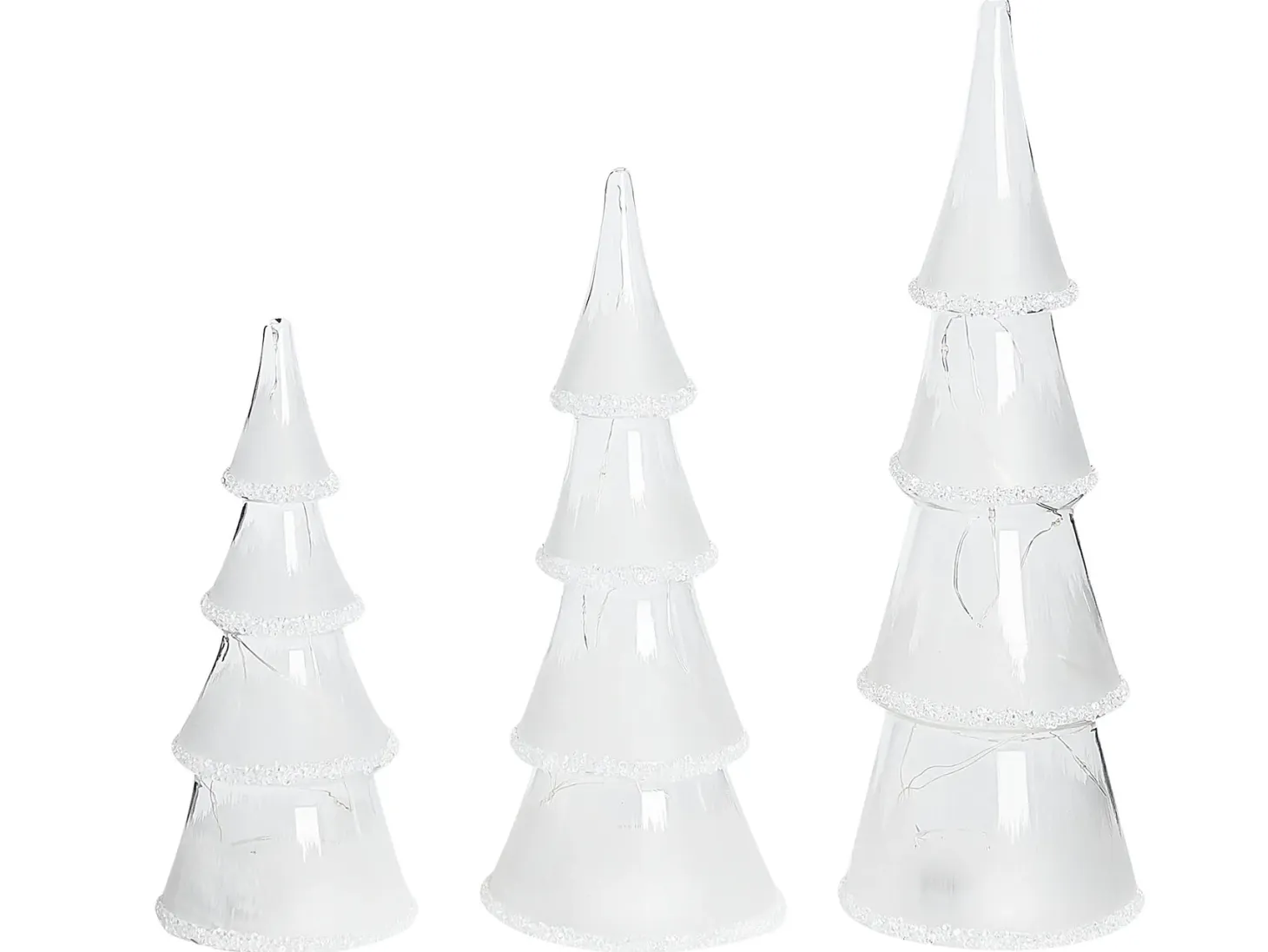 Zestaw 3 figurek dekoracyjnych LED KIERINKI Choinka 22/27/33 cm Biały