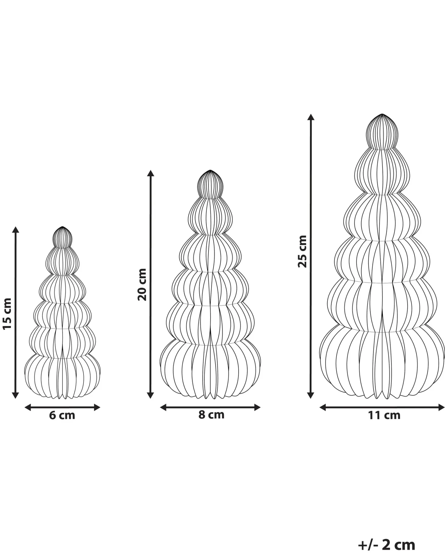 Zestaw 3 figurek dekoracyjnych DHAULAGIRI Choinka 15/20/25 cm Czerwony