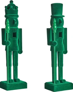 Zestaw 2 figurek dekoracyjnych FLATEY Dziadek do orzechów 40 cm Zielony