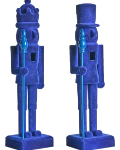 Zestaw 2 figurek dekoracyjnych FLATEY Dziadek do orzechów 40 cm Niebieski