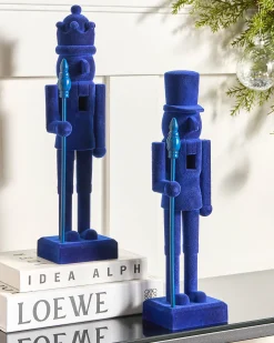 Zestaw 2 figurek dekoracyjnych FLATEY Dziadek do orzechów 40 cm Niebieski