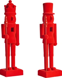 Zestaw 2 figurek dekoracyjnych FLATEY Dziadek do orzechów 40 cm Czerwony
