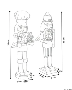 Zestaw 2 figurek dekoracyjnych BODSJON Dziadek do orzechów 35 cm Czerwony/ biały