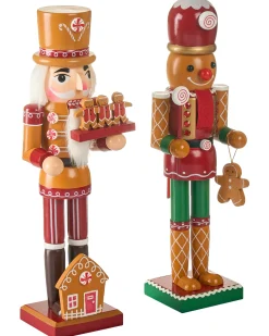 Zestaw 2 figurek dekoracyjnych GRANSJON Dziadek do orzechów 35 cm Pomarańczowy