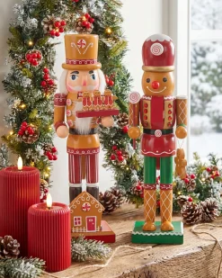 Zestaw 2 figurek dekoracyjnych GRANSJON Dziadek do orzechów 35 cm Pomarańczowy