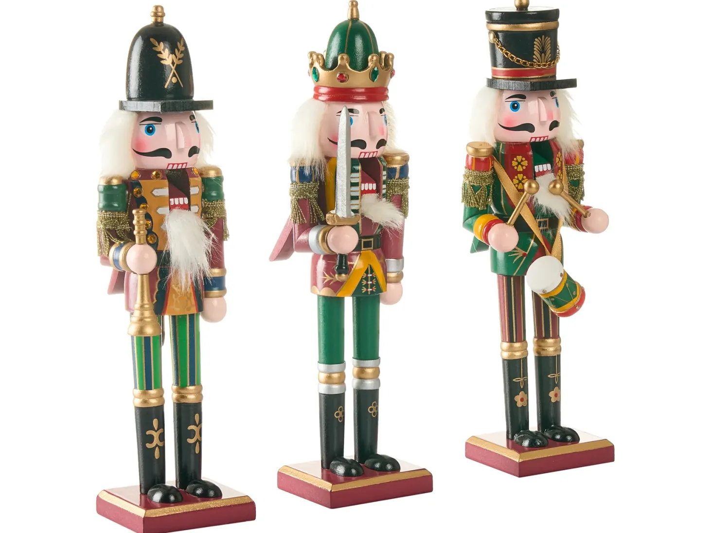 Zestaw 3 figurek dekoracyjnych LJUSNAN Dziadek do orzechów 30 cm Ciemnozielony