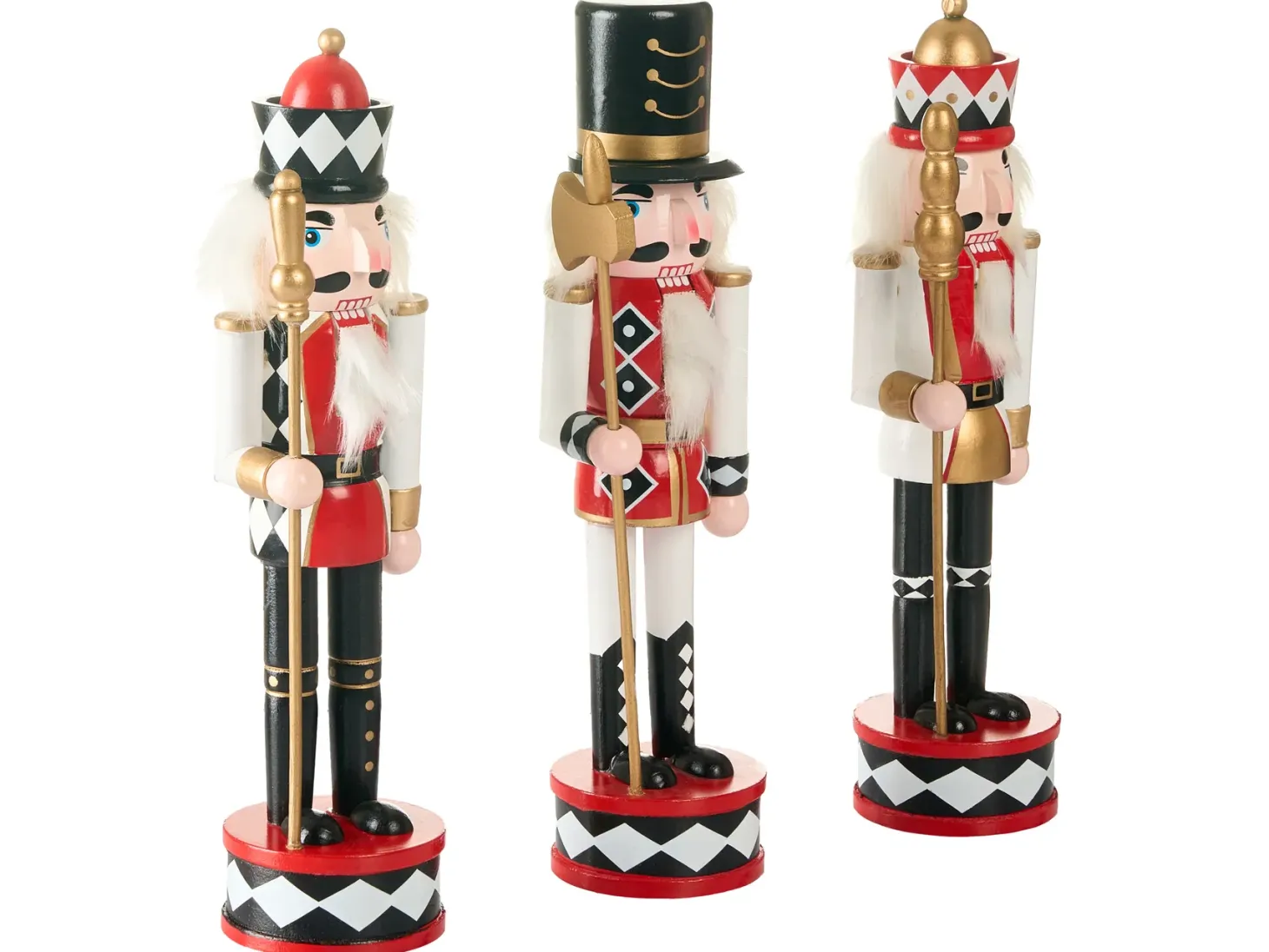 Zestaw 3 figurek dekoracyjnych RICKLEAN Dziadek do orzechów 30 cm Czerwony/ biały