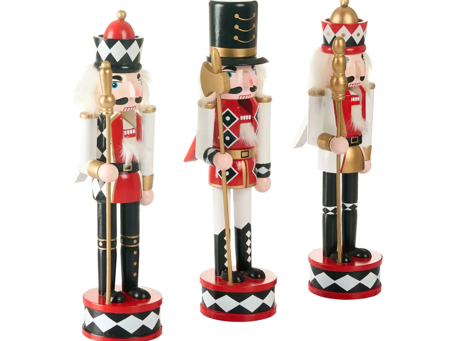 Zestaw 3 figurek dekoracyjnych RICKLEAN Dziadek do orzechów 30 cm Czerwony/ biały