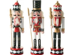 Zestaw 3 figurek dekoracyjnych RICKLEAN Dziadek do orzechów 30 cm Czerwony/ biały