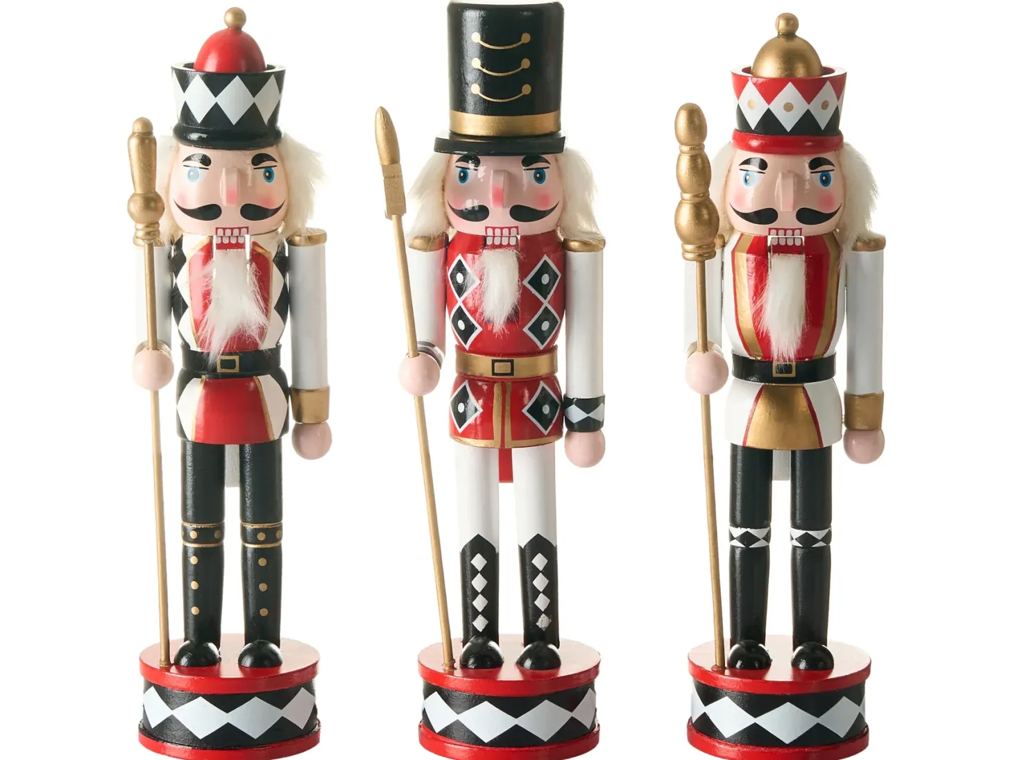 Zestaw 3 figurek dekoracyjnych RICKLEAN Dziadek do orzechów 30 cm Czerwony/ biały