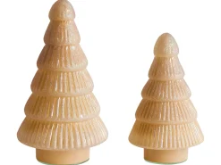 Zestaw 2 figurek dekoracyjnych FLAREN Choinka 20/25 cm Beżowy
