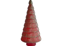 Zestaw 2 figurek dekoracyjnych PURUVESI Choinka 31/36 cm Czerwony/ zielony