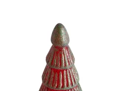 Zestaw 2 figurek dekoracyjnych PURUVESI Choinka 31/36 cm Czerwony/ zielony