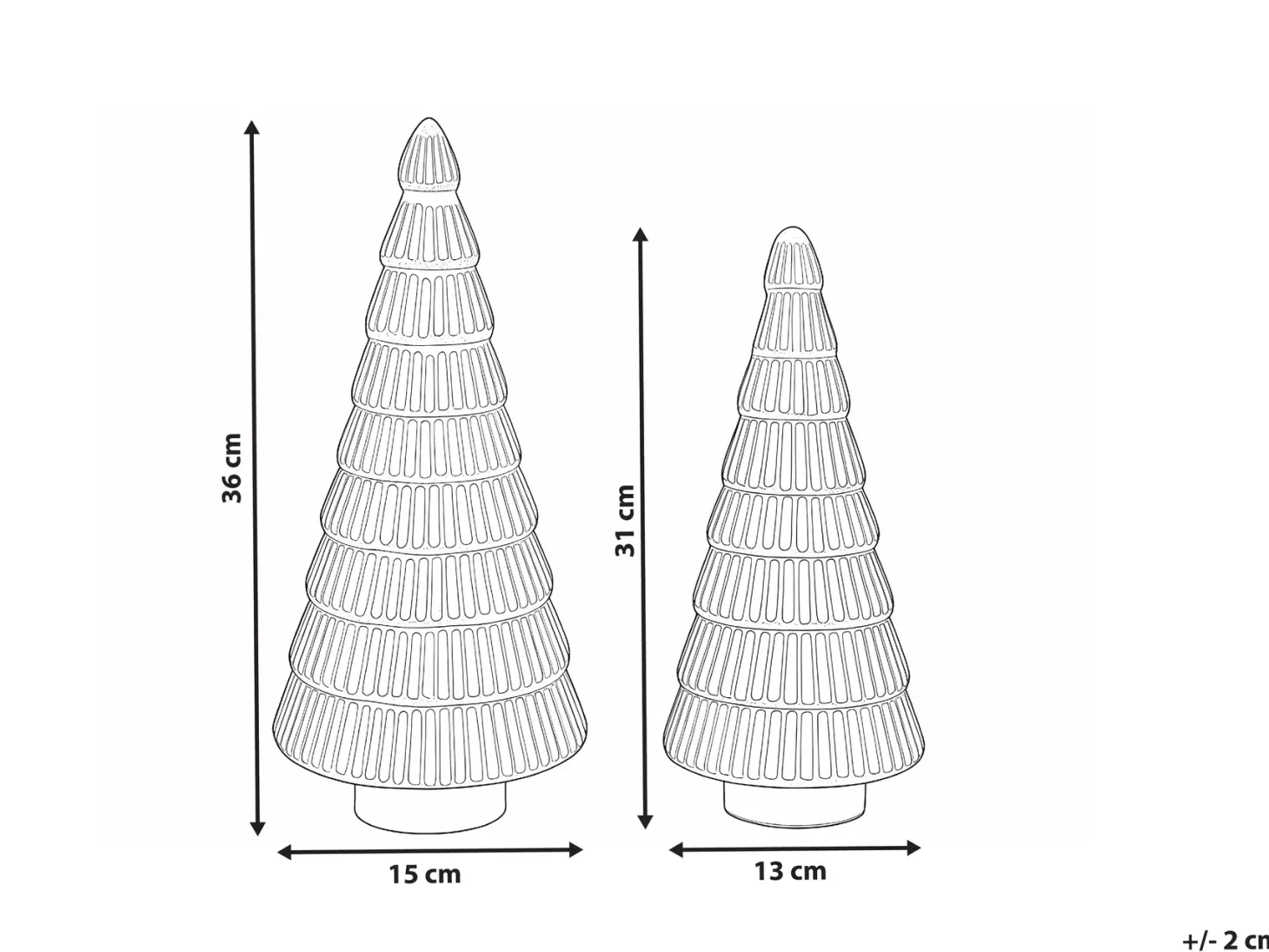 Zestaw 2 figurek dekoracyjnych PURUVESI Choinka 31/36 cm Czerwony/ zielony