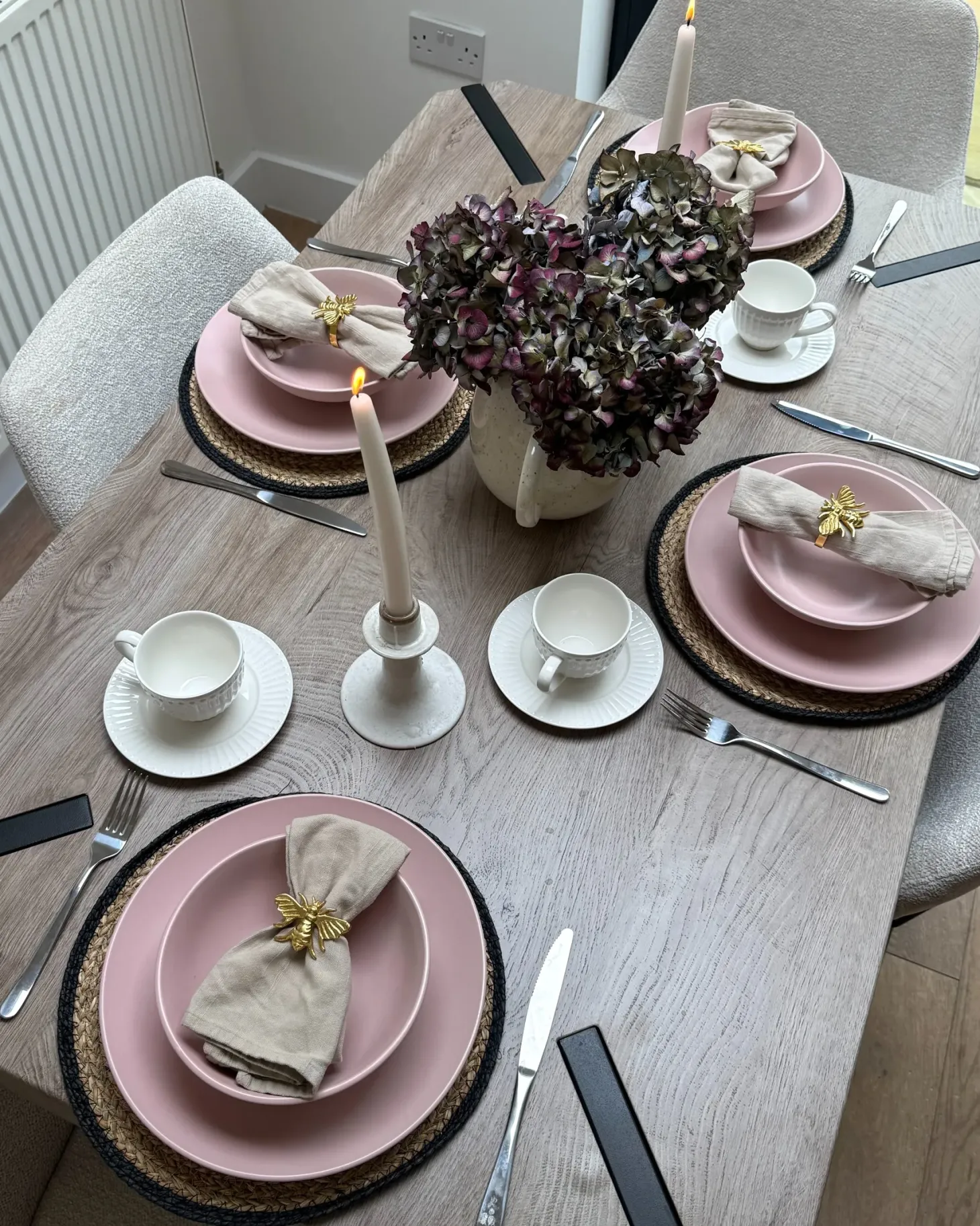 Zestaw 4 filiżanek ze spodkami COWSLIP Porcelana Biały