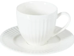 Zestaw 4 filiżanek ze spodkami COWSLIP Porcelana Biały