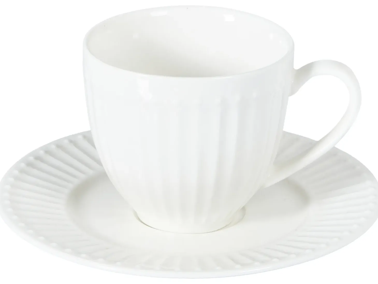 Zestaw 4 filiżanek ze spodkami COWSLIP Porcelana Biały