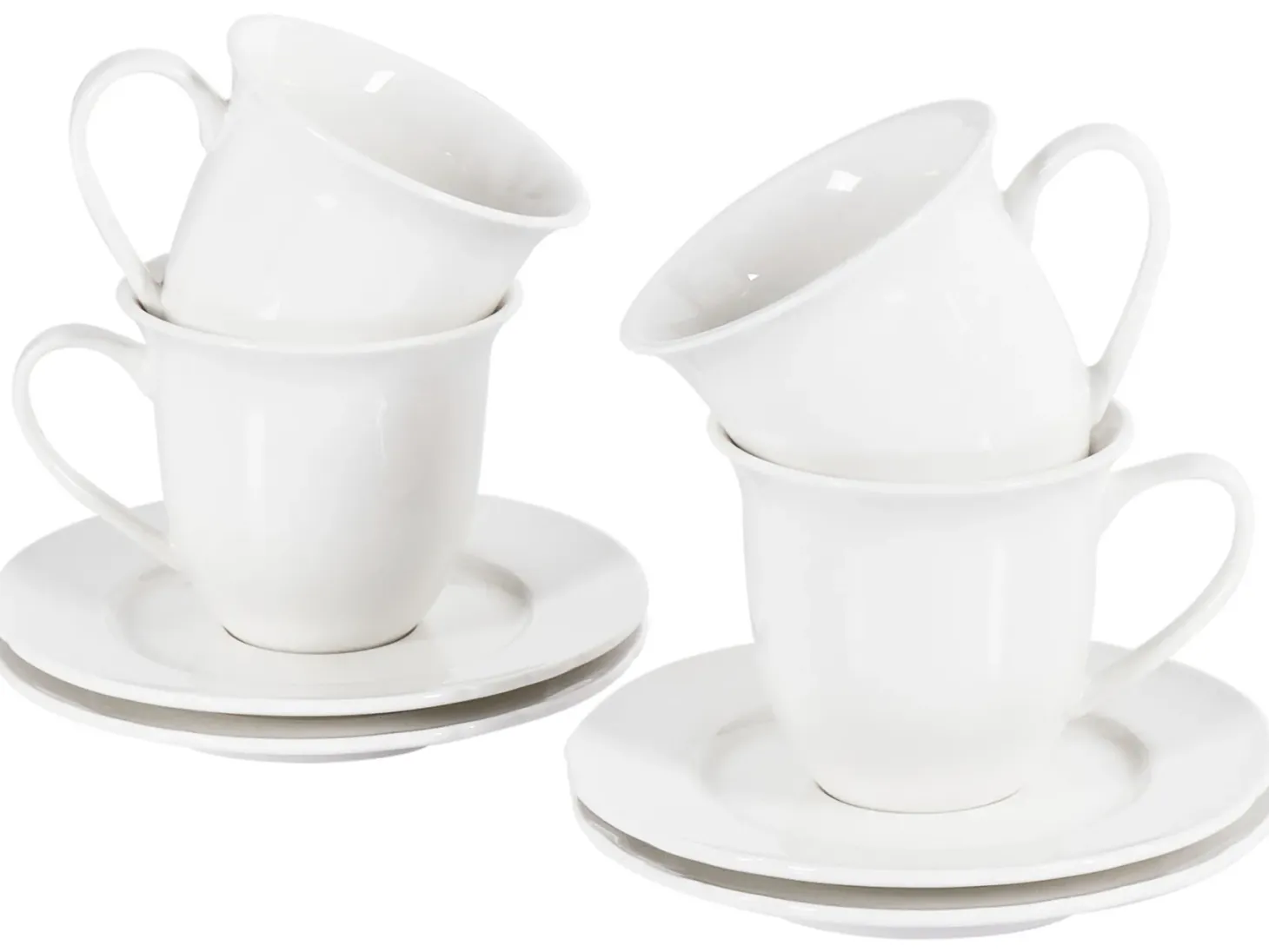 Zestaw 4 filiżanek ze spodkami ELDERBERRY Porcelana Biały