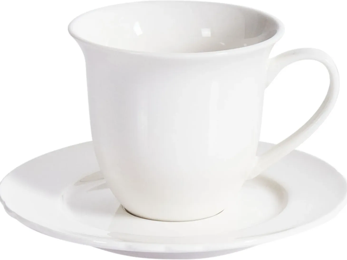 Zestaw 4 filiżanek ze spodkami ELDERBERRY Porcelana Biały