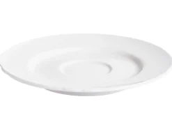 Zestaw 4 filiżanek ze spodkami ELDERBERRY Porcelana Biały