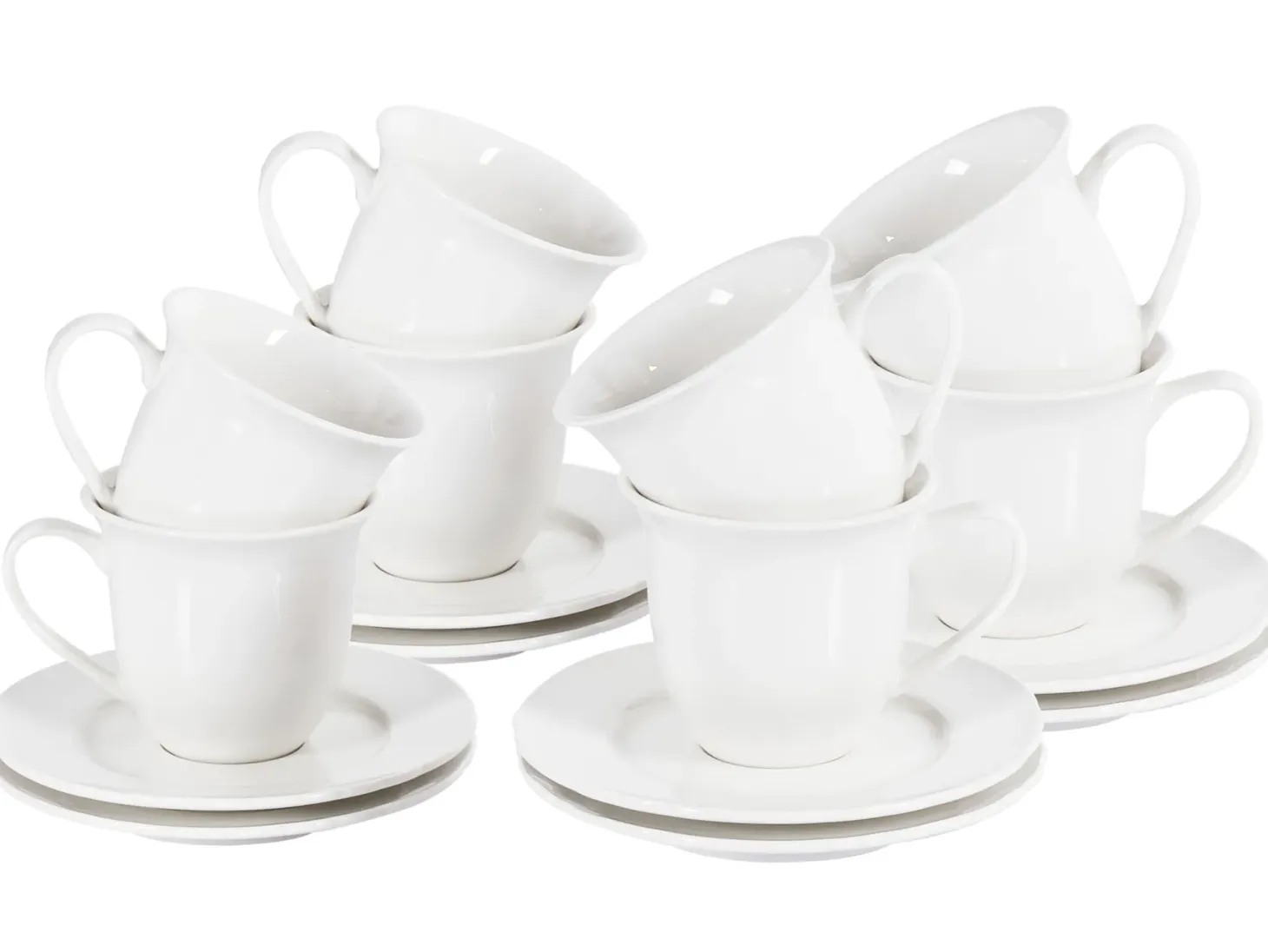 Zestaw 8 filiżanek ze spodkami ELDERBERRY Porcelana Biały