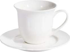 Zestaw 8 filiżanek ze spodkami ELDERBERRY Porcelana Biały