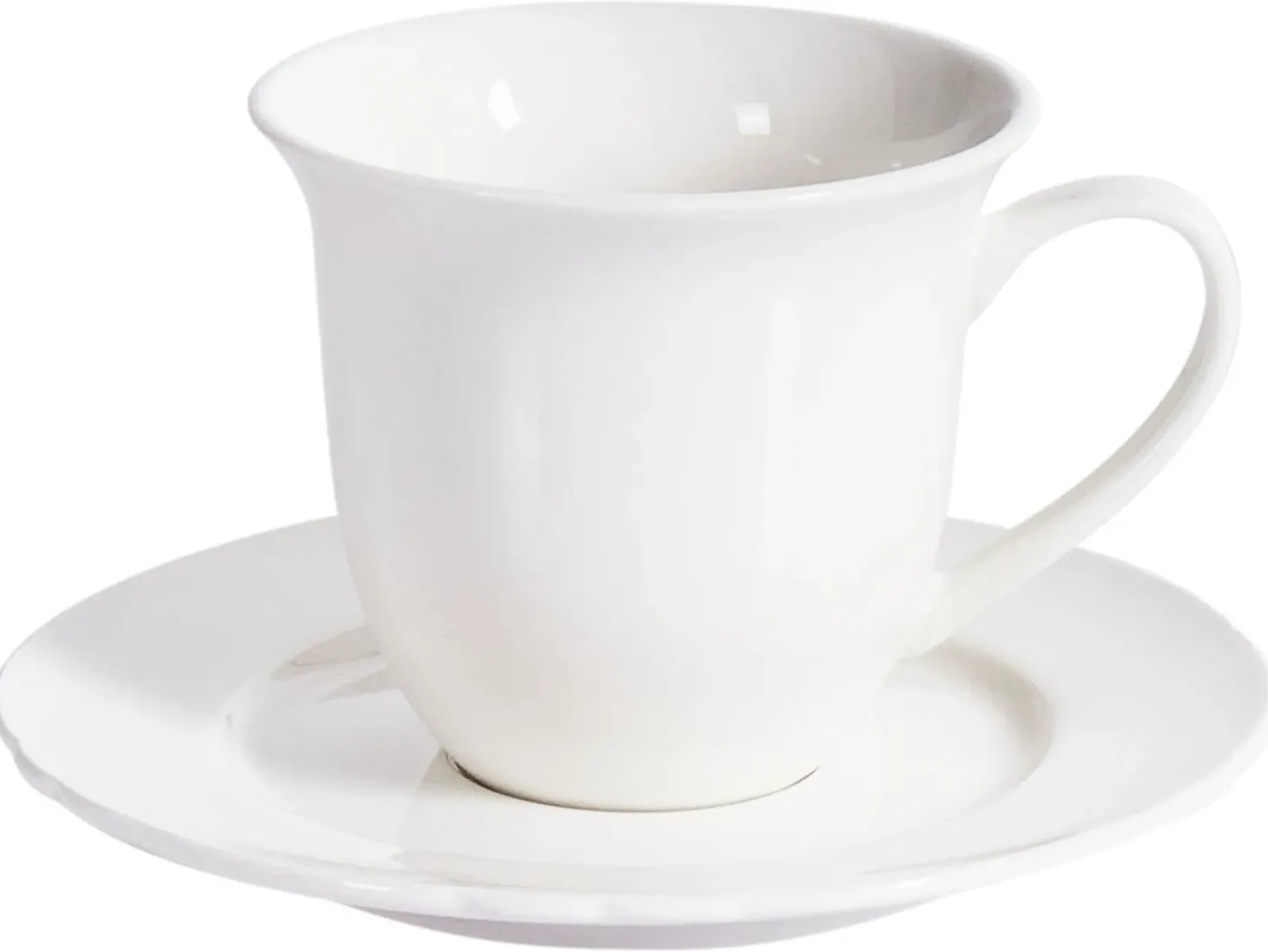 Zestaw 8 filiżanek ze spodkami ELDERBERRY Porcelana Biały