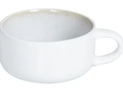 Zestaw 8 filiżanek ze spodkami SESAME Kamionka Złamana biel