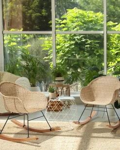 Zestaw 2 foteli bujanych LAVINIO Rattan Naturalny
