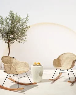 Zestaw 2 foteli bujanych LAVINIO Rattan Naturalny