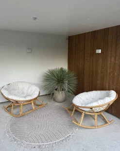 Zestaw 2 foteli bujanych ORVIETO Rattan Naturalny