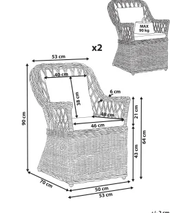 Zestaw 2 foteli ogrodowych MAROS II Rattan Naturalny