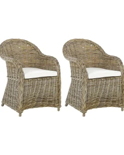 Zestaw 2 foteli ogrodowych z poduszkami SUSUA Rattan Naturalny