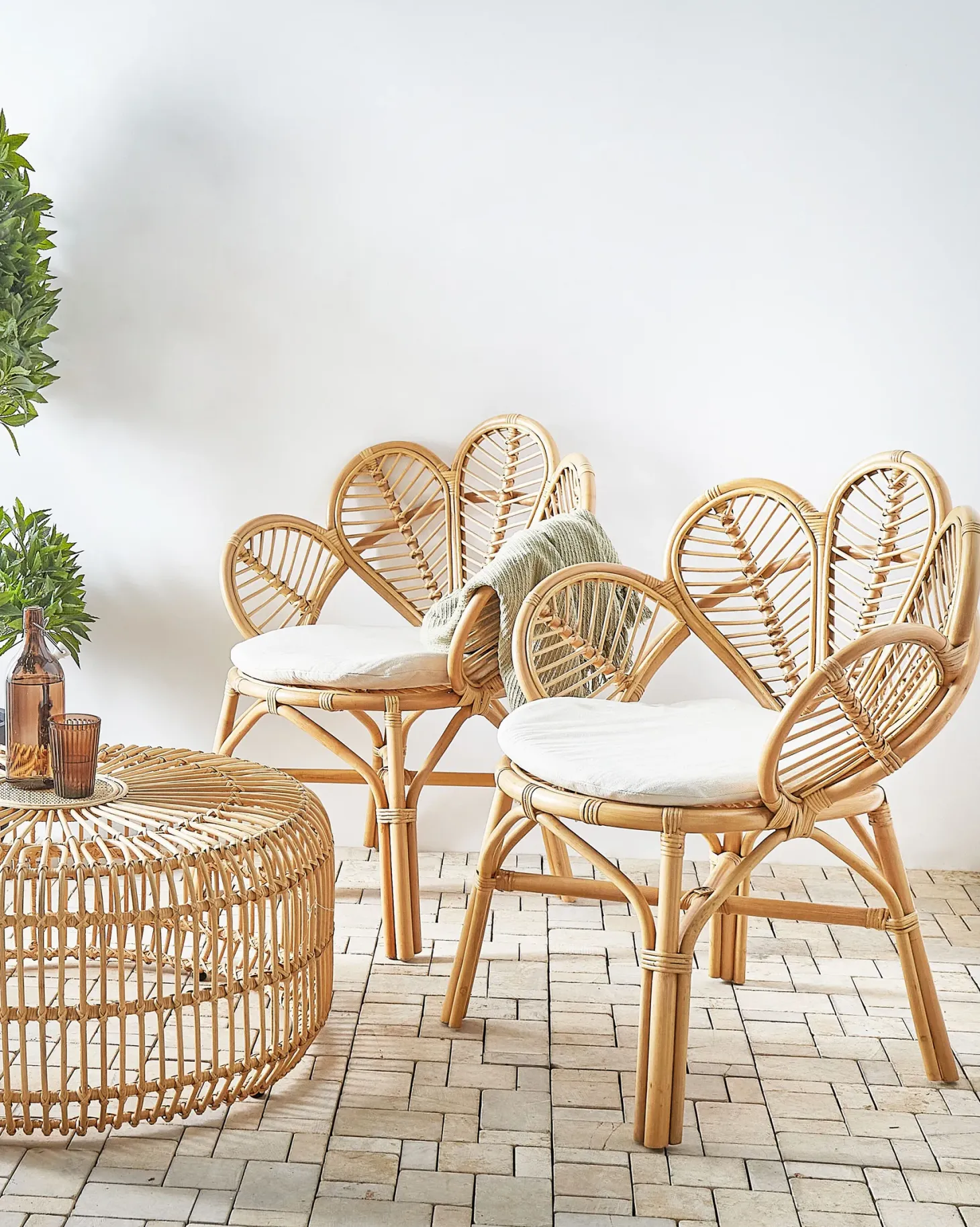 Zestaw 2 foteli paw FLORENTINE II Rattan Naturalny