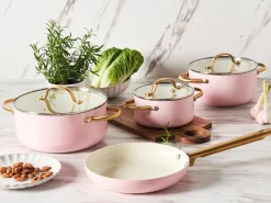 Zestaw garnków i patelni 7 elementów ELITE PRO Pastelowy róż