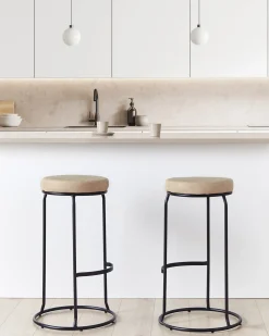 Discount Zestaw 2 hokerów barowych MILROY Ekoskóra Beżowy Krzesła Barowe|Wszystkie Krzesła