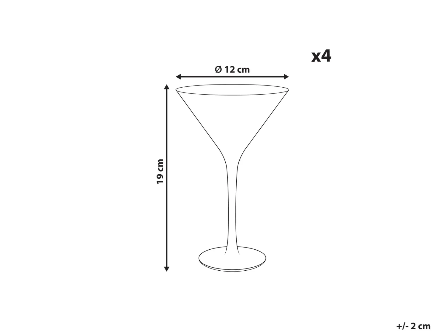 Zestaw 4 kieliszków do martini MORGANITE 220 ml Przezroczysty
