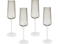Zestaw 4 kieliszków do szampana flet QUARTZ 230 ml Szary