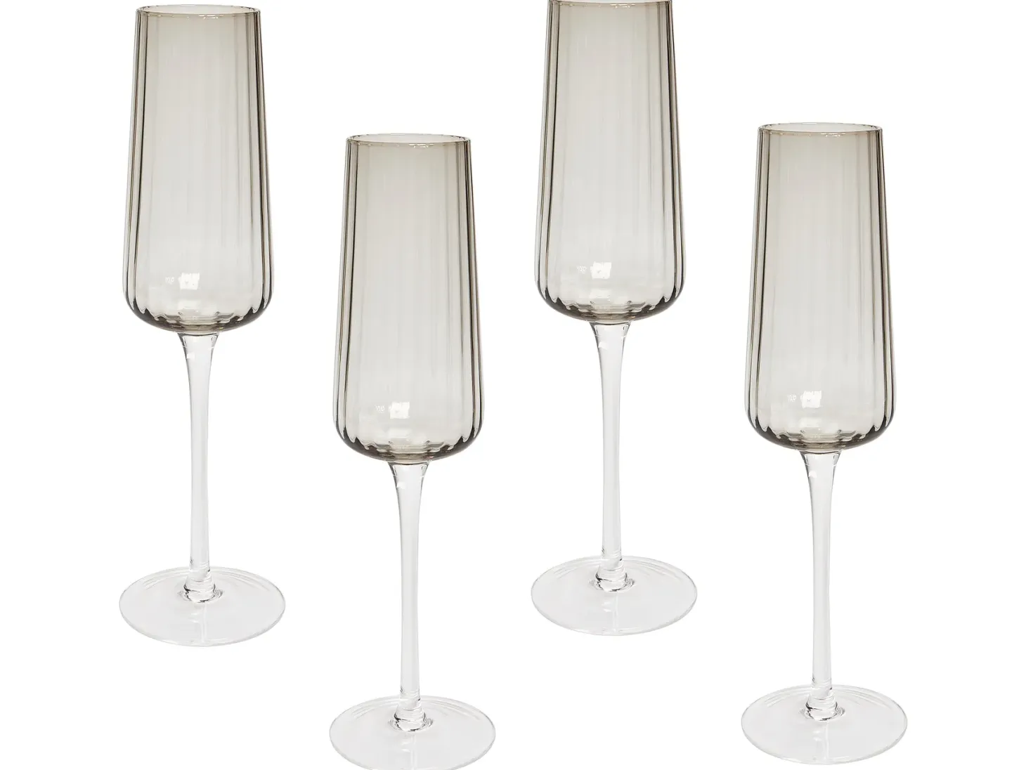 Zestaw 4 kieliszków do szampana flet QUARTZ 230 ml Szary