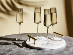 Zestaw 4 kieliszków do szampana flet QUARTZ 230 ml Szary