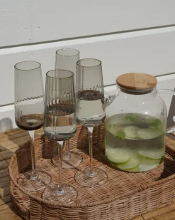 Zestaw 4 kieliszków do szampana flet QUARTZ 230 ml Szary