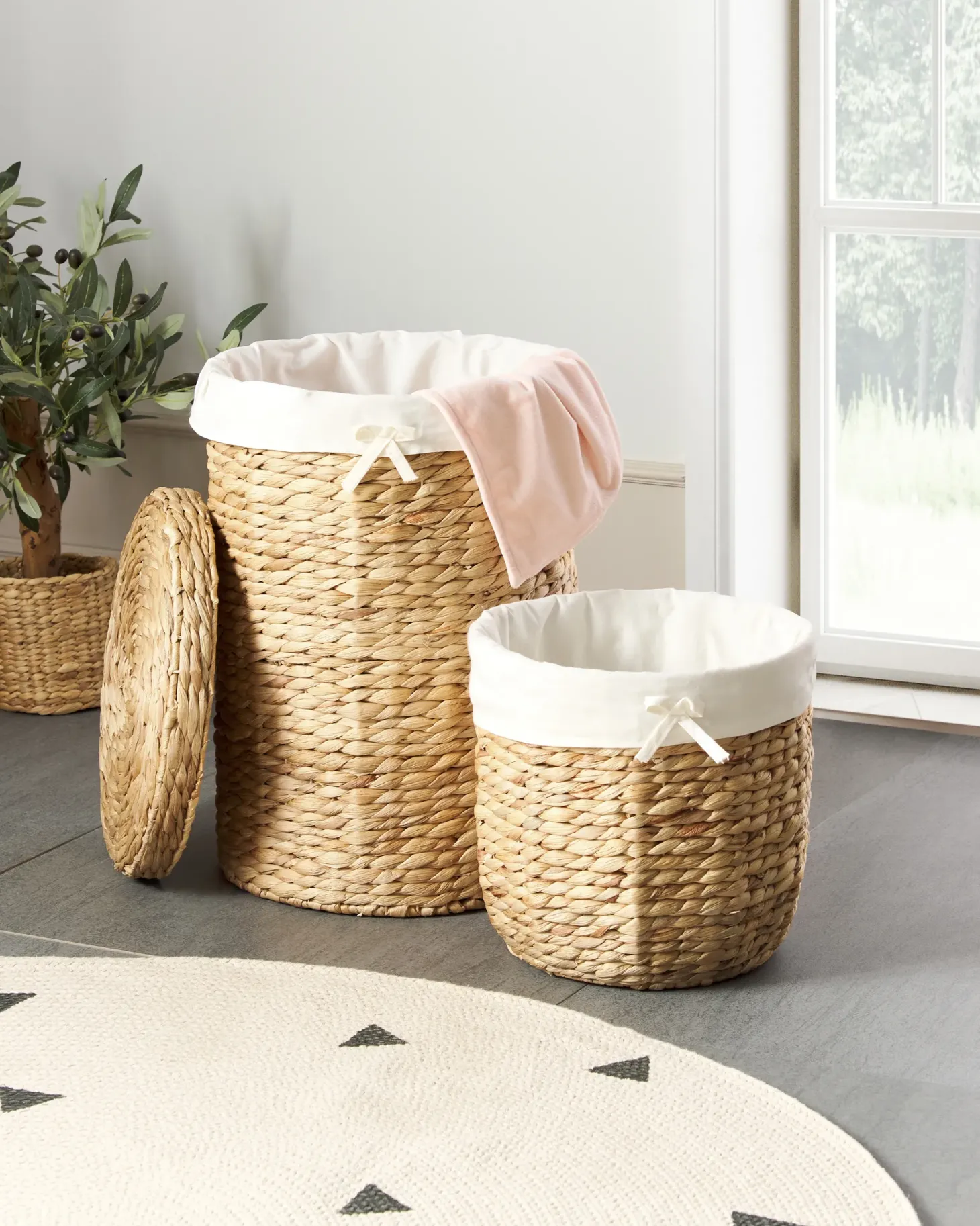 Zestaw 2 koszy DANANG Plecionka Naturalny 31/61 L
