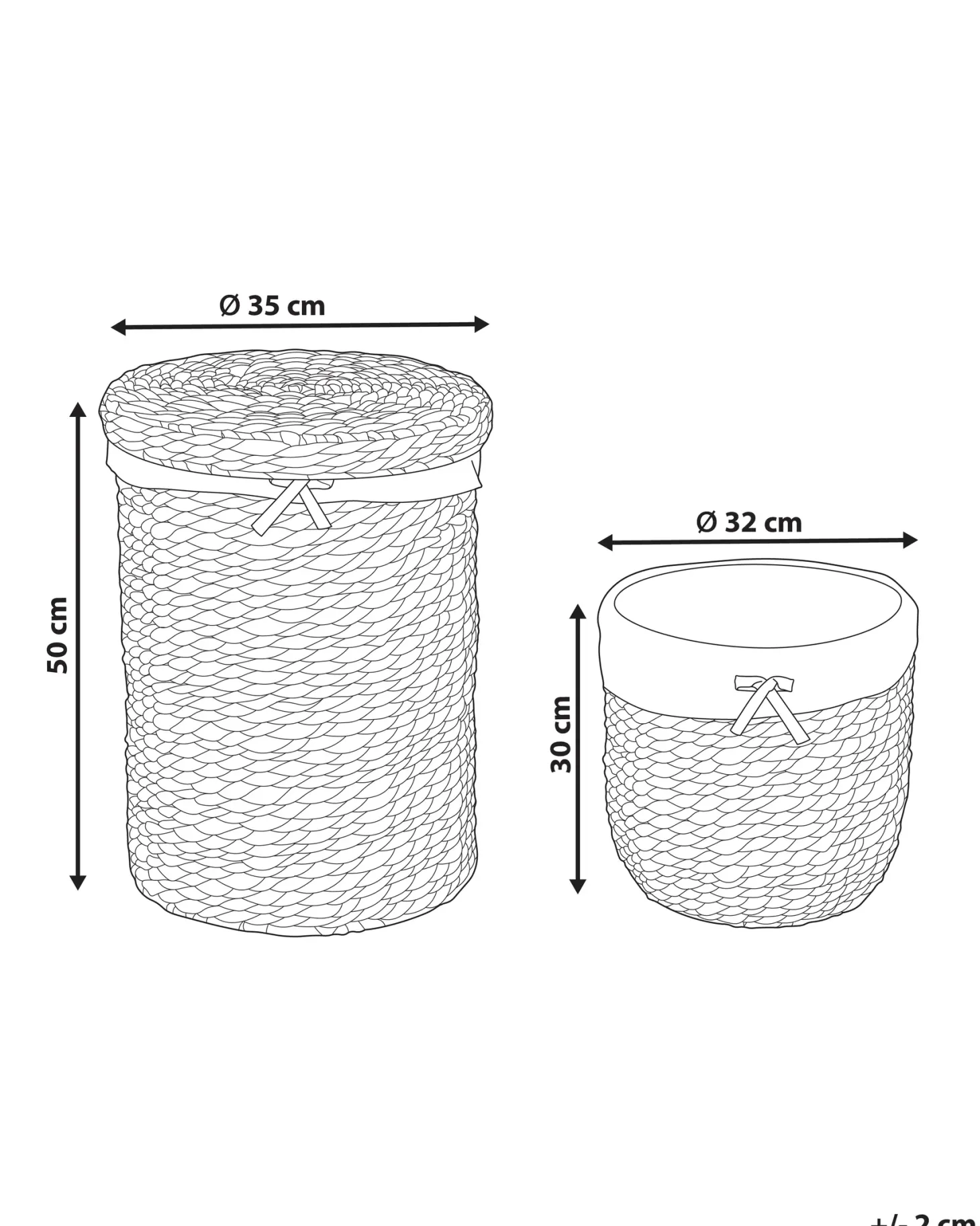 Zestaw 2 koszy DANANG Plecionka Naturalny 31/61 L