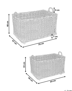 Zestaw 2 koszy KITIM z kółkami Rattan Naturalny