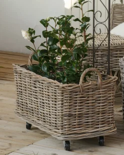 Zestaw 2 koszy KITIM z kółkami Rattan Naturalny
