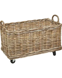 Zestaw 2 koszy KITIM z kółkami Rattan Naturalny